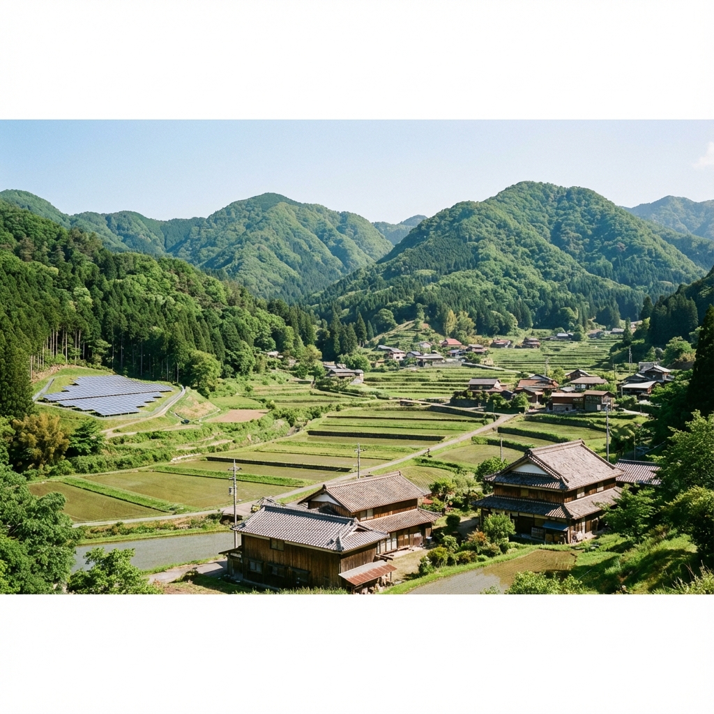 REITによる地域共生型太陽光発電所の空撮イメージ