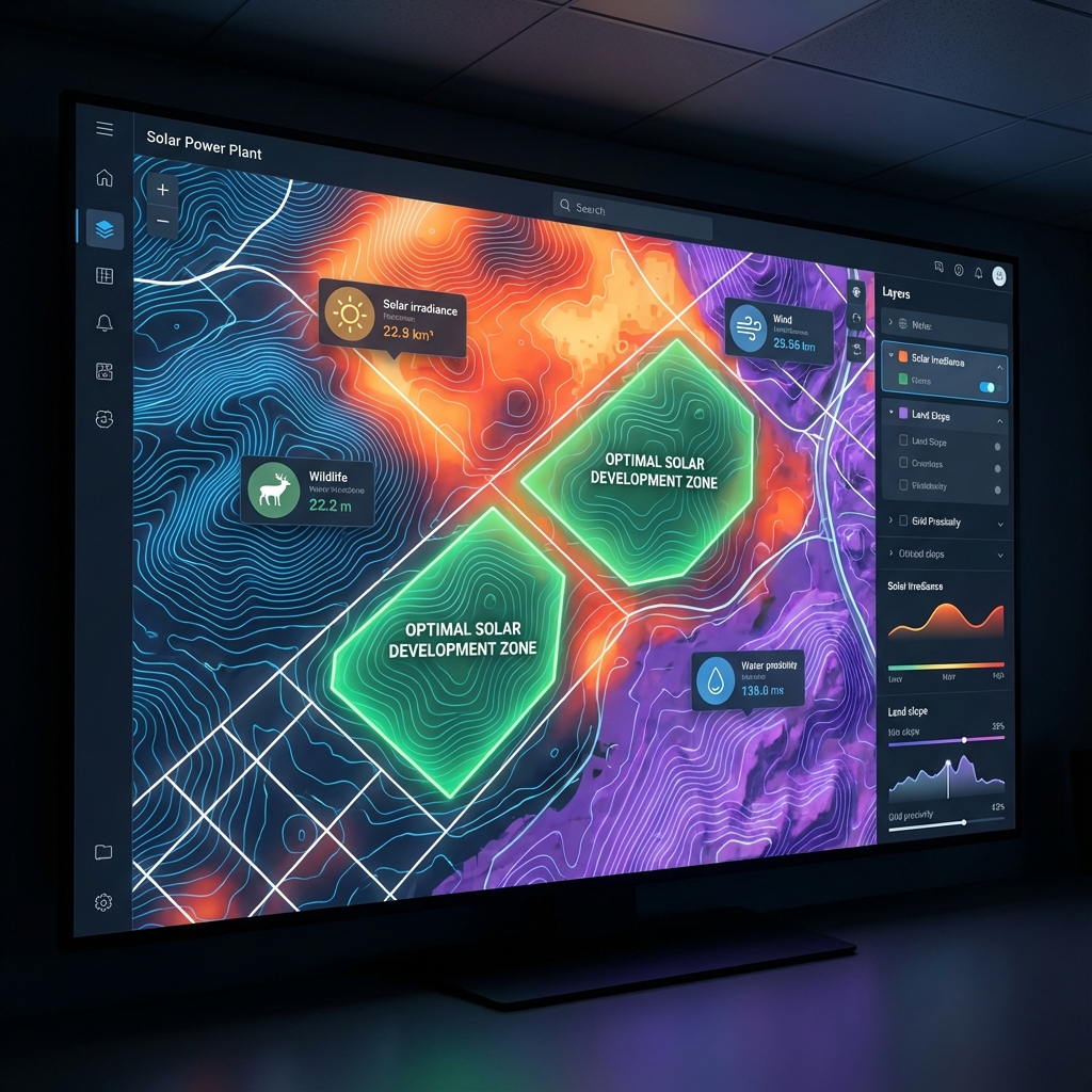 50以上のデータポイントを統合解析する土地適性自動解析システムのインターフェース